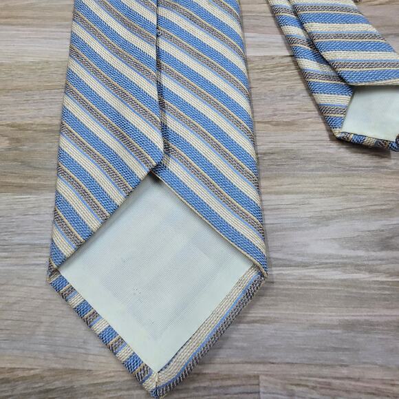 Joske's light blue khaki diagonal striped tie 57" long woven texture classic - Picture 4 of 7
